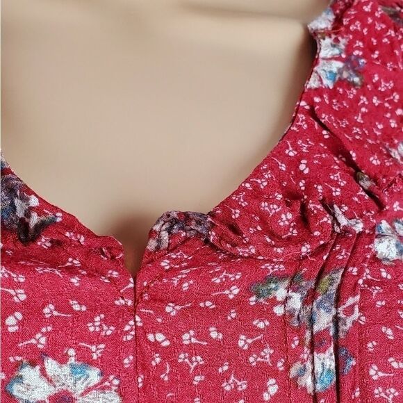 Free People Maroon Floral Tunic Top - Picture 3 of 8